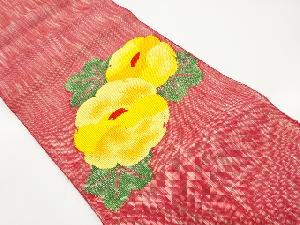 手織り紬　花模様織り出し　名古屋帯